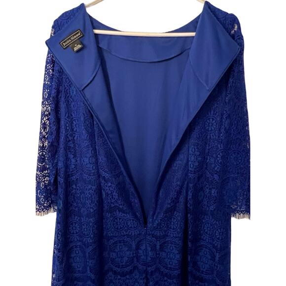 Jessica Howard Dress Womens Size 16 Blue Lace Lined Scallop Hem Back Zip NEW - Picture 3 of 12